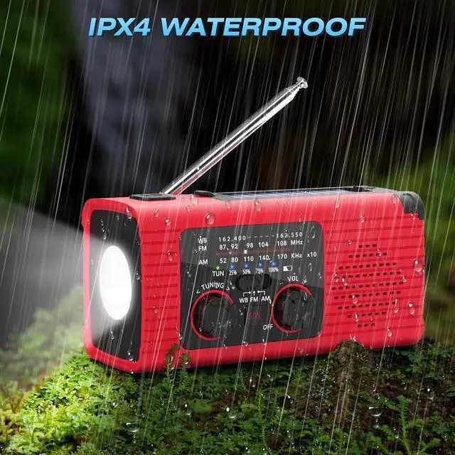 Alt view image 5 of 7 - Emergency Weather Radio NOAA AM FM WB Radio with 4000mAh Portable Power Bank, USB Solar Hand Crank Charging, Flashlight, SOS Alarm, Reading Lamp for Outdoor Indoor Emergencies, 2 Pack