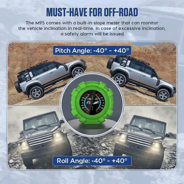 Alt view image 4 of 7 - GPS Slope Meter Digital Inclinometer Car Speedeometer HUD Head Up Display for Off-Road Vehicles (M95, M95)