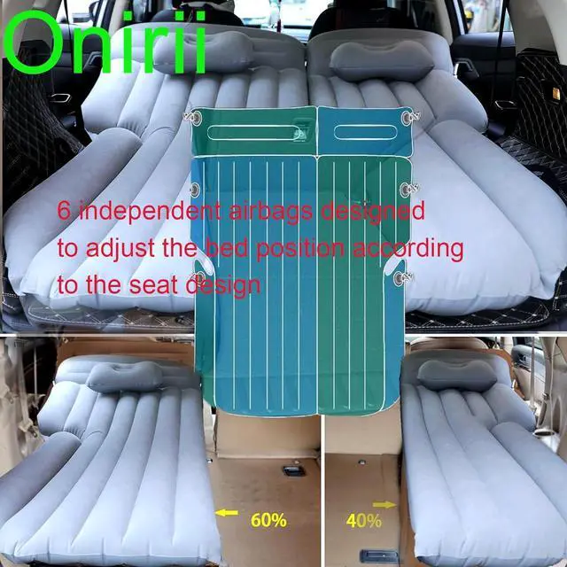 Alt view image 4 of 7 - Inflatable SUV Air Mattress 3 in 1 Thickened Flocking Inflatable Car Camping Travel Air Mattress with 2 Pillows & Air Pump,Portable Car Sleeping Bed for SUV|MPV|Minivan