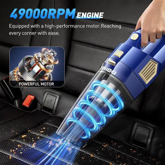 Alt view image 4 of 7 - Handheld Vacuum Cordless, 15000PA Powerful Suction Car Vacuum Cleaner Lightweight with Multi Accessories, Hand held Vacuum Cleaner Dust Busters Cordless Rechargeable for Car Home