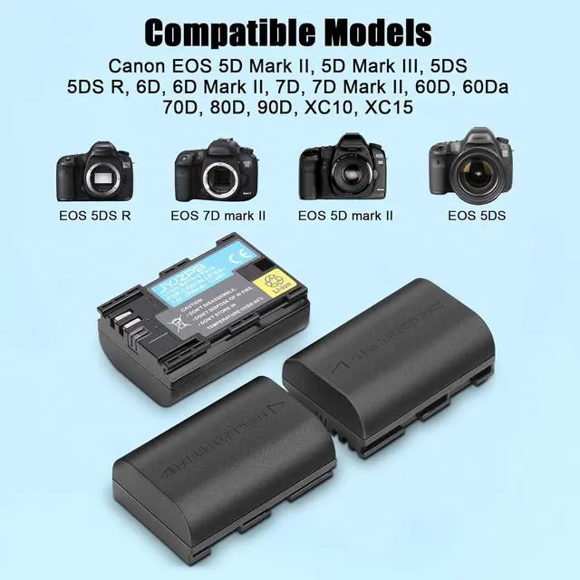 Alt view image 4 of 7 - LP-E6 5D Mark IV Replacement Battery Charger Set, LP-E6 LP-E6N Triple Slot for Canon R5, R6,R6II, R7,5DIV, 6DII, 7DII, 80D 90D 60D 60Da 6D 70D, 5D Mark II, Mark III, 5D SR Camera Batteries