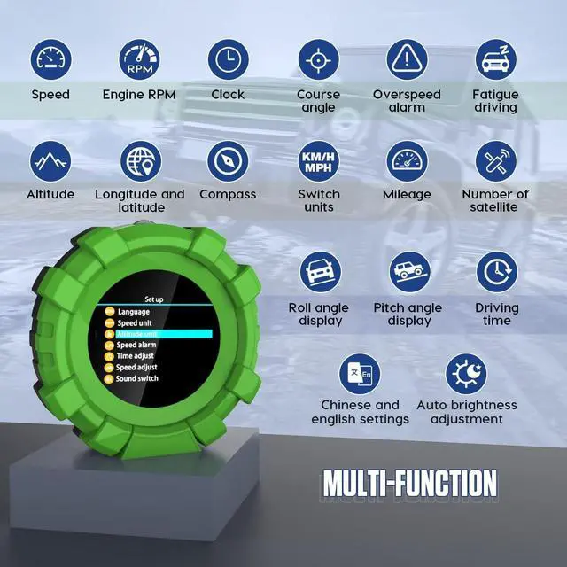 Alt view image 6 of 7 - GPS Slope Meter Digital Inclinometer Car Speedeometer HUD Head Up Display for Off-Road Vehicles (M95, M95)
