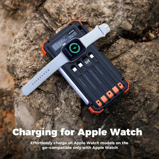 Alt view image 4 of 7 - Solar Charger 20000mAh Built-in Cables, 20W Fast Charging Portable Power Bank with USB C, Camping Light, Flashlight, Battery Pack for iPhone 16 15 14 13 12 11, iPad, ,  Watch