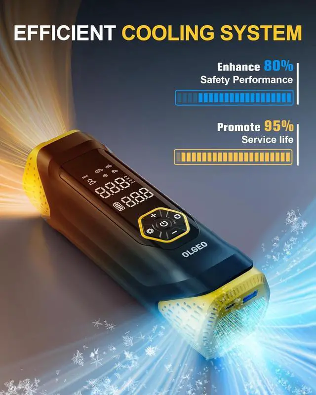 Alt view image 5 of 7 - Inflator Portable Air Compressor, 180PSI Cordless 6X Faster Air Pump, Air Compressor with Pressure Gauge, One Click Smart Tire Pump for Car, Motorcycle, Bicycle and Ball(Black)