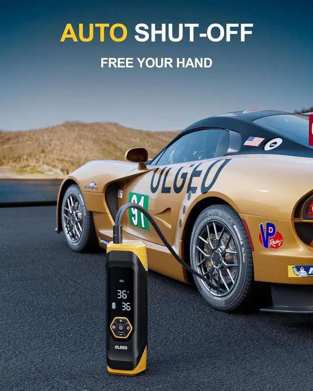 Alt view image 6 of 7 - Inflator Portable Air Compressor, 180PSI Cordless 6X Faster Air Pump, Air Compressor with Pressure Gauge, One Click Smart Tire Pump for Car, Motorcycle, Bicycle and Ball(Black)