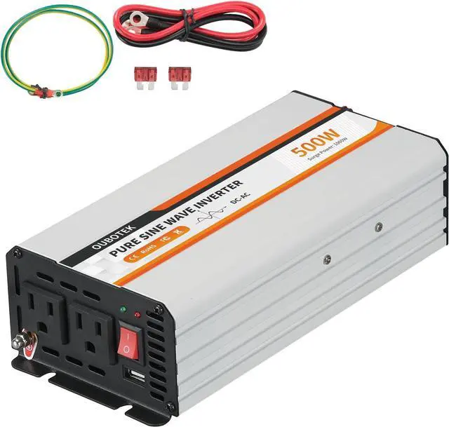 Main image of 500W Power Inverter, DC 12V to 120V AC Converter for Vehicles Car, Pure Sine Wave Adapter with USB Port and 2 AC Outlets Car Charger for Laptop Smartphone Small Power Tool