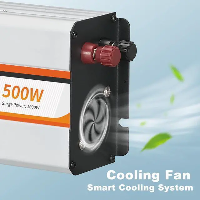 Alt view image 7 of 7 - 500W Power Inverter, DC 12V to 120V AC Converter for Vehicles Car, Pure Sine Wave Adapter with USB Port and 2 AC Outlets Car Charger for Laptop Smartphone Small Power Tool