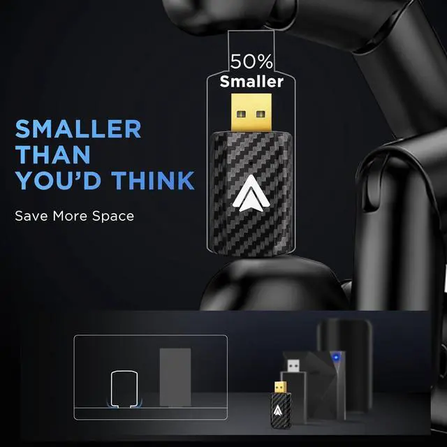 Alt view image 4 of 7 - Android Auto Wireless Adapter for Car Small Dongle, Compatible with AndroidAuto Car Models 2017 Above with Wired, for Android Phones Version 11 Above, Carbon Fiber Black