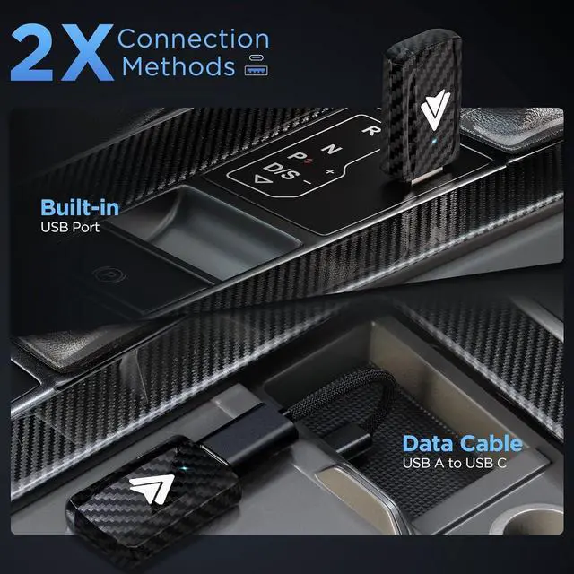 Alt view image 5 of 7 - Android Auto Wireless Adapter for Car Small Dongle, Compatible with AndroidAuto Car Models 2017 Above with Wired, for Android Phones Version 11 Above, Carbon Fiber Black