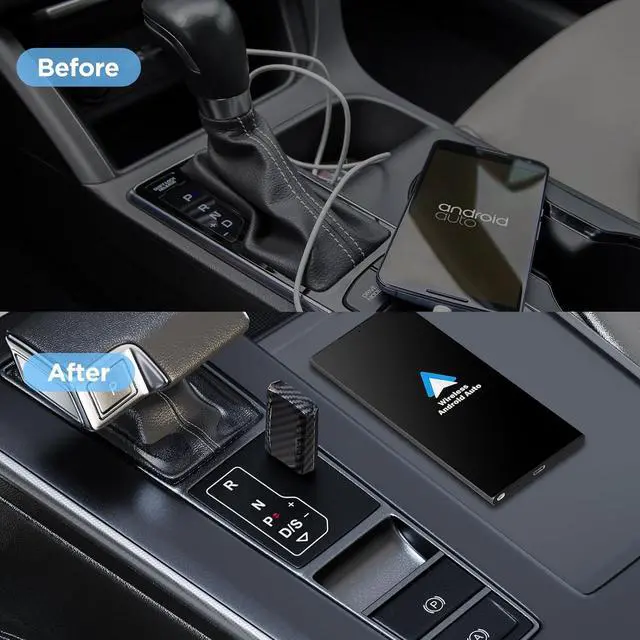 Alt view image 6 of 7 - Android Auto Wireless Adapter for Car Small Dongle, Compatible with AndroidAuto Car Models 2017 Above with Wired, for Android Phones Version 11 Above, Carbon Fiber Black