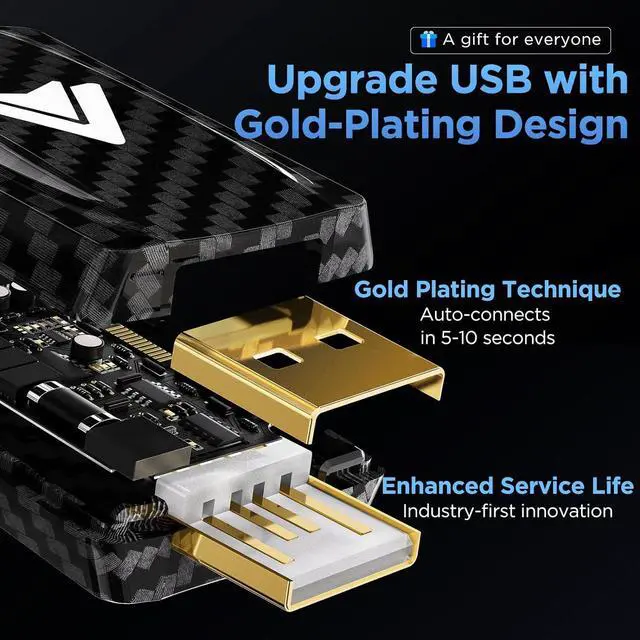 Alt view image 2 of 7 - Android Auto Wireless Adapter for Car Small Dongle, Compatible with AndroidAuto Car Models 2017 Above with Wired, for Android Phones Version 11 Above, Carbon Fiber Black