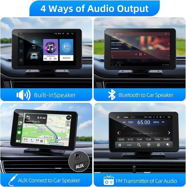 Alt view image 5 of 7 - Wireless  Carplay and Android Auto Screen for Car, 7" HD Portable Touch Screen Car Stereo with Bluetooth, Backup Camera, Navigation, Mirror Link for All Vehicles