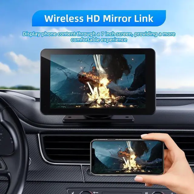 Alt view image 6 of 7 - Wireless  Carplay and Android Auto Screen for Car, 7" HD Portable Touch Screen Car Stereo with Bluetooth, Backup Camera, Navigation, Mirror Link for All Vehicles