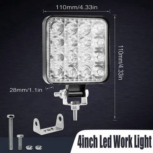 Alt view image 2 of 7 - Led Light Bar, Turboo 10PCS 4inch 48W Led Work Light Square Spot Lights Off-road Lights Led lights for Trucks,Off-road Vehicle, ATV, SUV, UTV, 4WD, Jeep, Boat and More