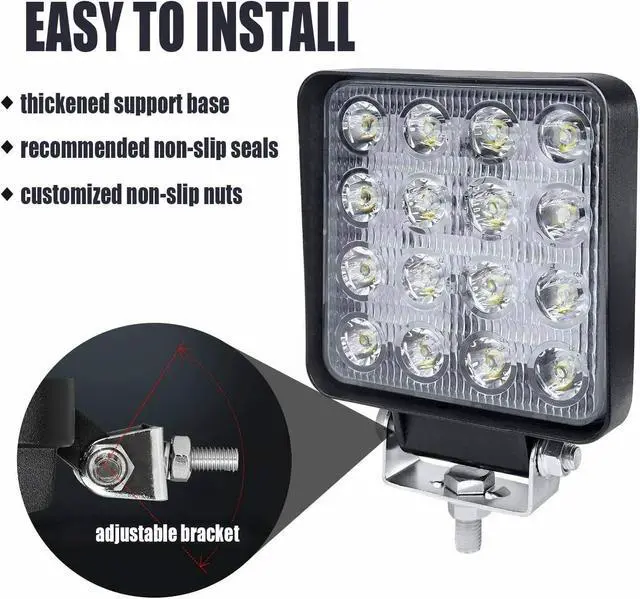 Alt view image 4 of 7 - Led Light Bar, Turboo 10PCS 4inch 48W Led Work Light Square Spot Lights Off-road Lights Led lights for Trucks,Off-road Vehicle, ATV, SUV, UTV, 4WD, Jeep, Boat and More