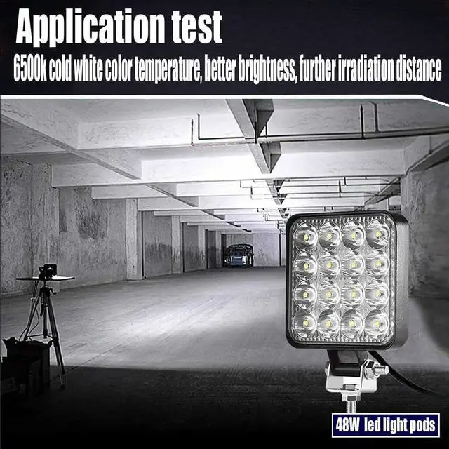 Alt view image 6 of 7 - Led Light Bar, Turboo 10PCS 4inch 48W Led Work Light Square Spot Lights Off-road Lights Led lights for Trucks,Off-road Vehicle, ATV, SUV, UTV, 4WD, Jeep, Boat and More