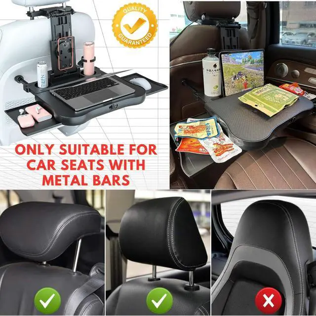 Alt view image 7 of 7 - Large Car Desk for Laptop | Steering Wheel Tray Table | Foldable Back Headrest Seat Eating Food Trays with Drinks Cupholder Phone Tablet Holder for Kids | Car Travel Essentials for Long Trips