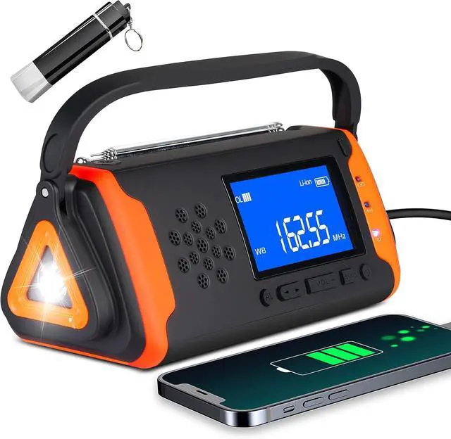 Main image of Emergency Weather Crank Radio 6000mAh - Solar Powered, Hand Crank,AM/FM/NOAAEmergency Weather Alert Radio,Phone Charger,SOS Alarm,LED Flashlight,Aux Music Player for Hurricanes,Tornadoes