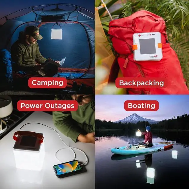 Alt view image 3 of 6 - 2-in-1 Solar Camping Lantern and Phone Charger - Rechargeable LED Lamp for Camping, Hiking & Travel - Waterproof Emergency Light for Power Outages, Hurricane, Survival Kits