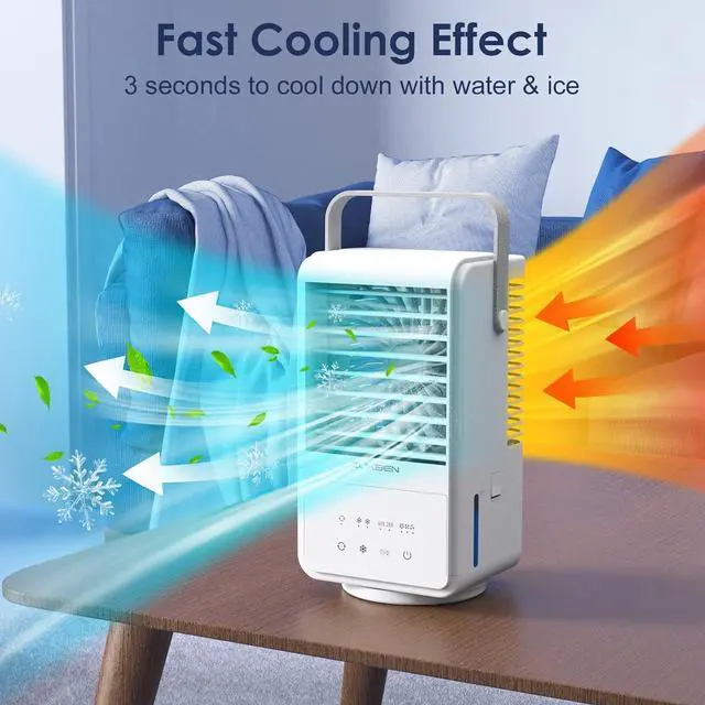 Alt view image 2 of 7 - Portable Air Conditioners,4 in 1 Portable AC unit with 3 Speeds 2 Mist,90° Oscillating Cooling Fan with Timer 7 Color Night,Air Conditioner Portable,Evaporative Air Cooler for Bedroom Home (White-6)