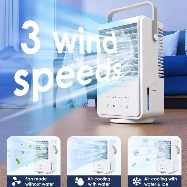 Alt view image 3 of 7 - Portable Air Conditioners,4 in 1 Portable AC unit with 3 Speeds 2 Mist,90° Oscillating Cooling Fan with Timer 7 Color Night,Air Conditioner Portable,Evaporative Air Cooler for Bedroom Home (White-6)