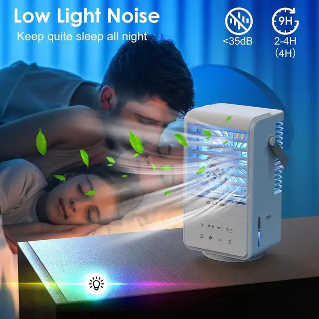 Alt view image 6 of 7 - Portable Air Conditioners,4 in 1 Portable AC unit with 3 Speeds 2 Mist,90° Oscillating Cooling Fan with Timer 7 Color Night,Air Conditioner Portable,Evaporative Air Cooler for Bedroom Home (White-6)