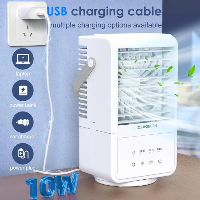 Alt view image 5 of 7 - Portable Air Conditioners,4 in 1 Portable AC unit with 3 Speeds 2 Mist,90° Oscillating Cooling Fan with Timer 7 Color Night,Air Conditioner Portable,Evaporative Air Cooler for Bedroom Home (White-6)