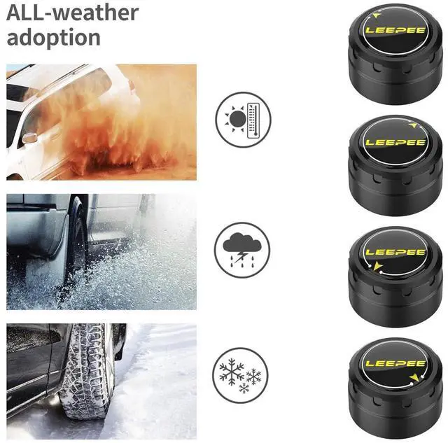 Alt view image 2 of 7 - Tire Pressure Monitoring System, 5 Alarm Modes, with 4 External Sensors TPMS, Support iOS and Android, Real-time Displays Pressure and Temperature (0.1-6.4Bar)