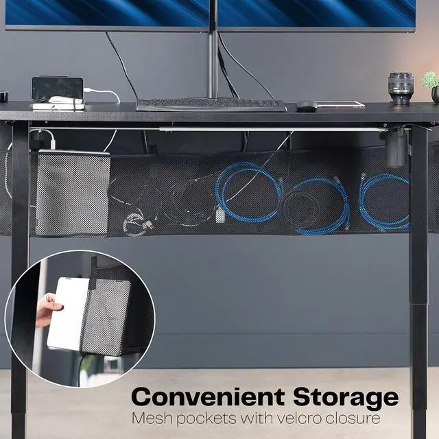 Alt view image 6 of 7 - 60 Inch Clamp-on Privacy and Cable Management Organizer Sleeve, Wire Hider Kit Panel System, Desk Skirt, Black, DESK-SKIRT-60P