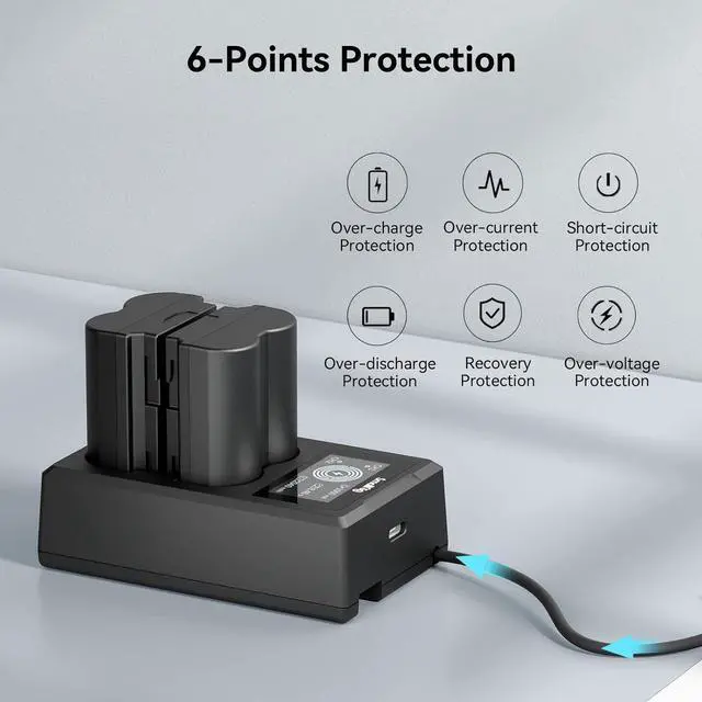 Alt view image 4 of 7 - Replacement Camera Battery Charger Set for Fujifilm NP-W235, Double Slot Battery Charger for Fujifilm X-T5, X-T4, VG-XT4, X-S20, GFX50S II, GFX100S, X-H2, X-H2S