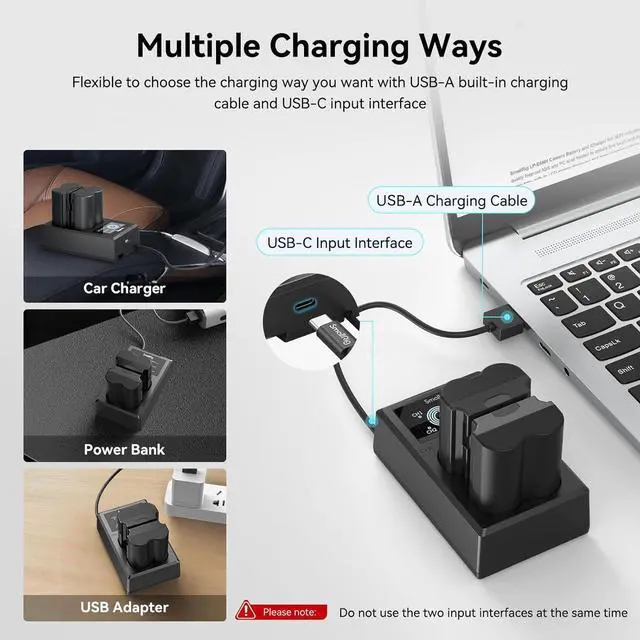 Alt view image 6 of 7 - Replacement Camera Battery Charger Set for Fujifilm NP-W235, Double Slot Battery Charger for Fujifilm X-T5, X-T4, VG-XT4, X-S20, GFX50S II, GFX100S, X-H2, X-H2S