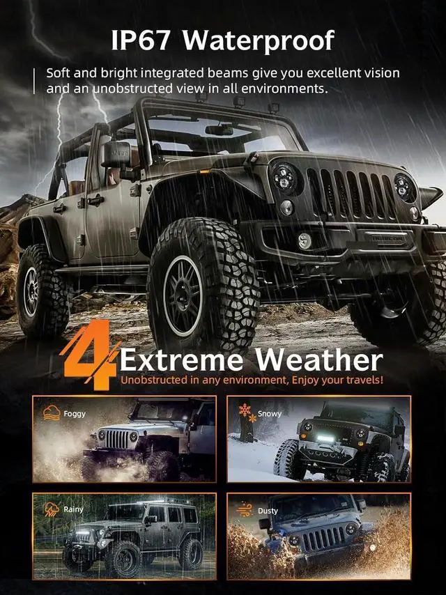 Alt view image 3 of 7 - 2pcs Projector 7 Inch LED Headlights Hi/Lo Beam 7 Round Headlight H6024 LED Headlight Compatible with Jeep Wrangler JK CJ TJ fit for Miata, Chevy S2