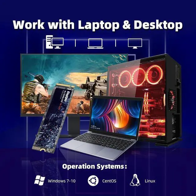 Alt view image 7 of 7 - SSD 1TB, M.2 NVMe Gen3x4 SSD 2280 - Up to 2400MB/s, Internal Solid State Drive with 3D NAND Flash, Compatible with Desktop and Laptop