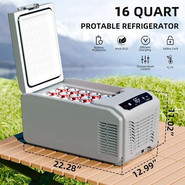 Alt view image 2 of 7 - Star Car Refrigerator, 12 Volt Car Fridge, 16 QT Portable Freezer Compressor Electric Cooler For Car, Control Panel with Lock, -4-68 12V DC & 100V AC for Car/RV/Camping/Travel