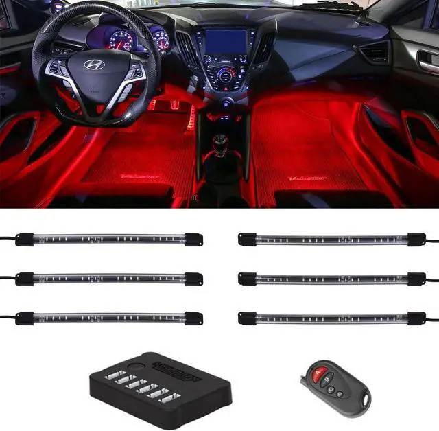 Main image of LEDGlow 6pc Flexible Million Color Multi-Color LED Interior Footwell Underdash Neon Lighting Kit for Cars & Trucks - 15 Solid Colors - 10 Unique Patterns - Music Mode - Includes Control Box & Remote