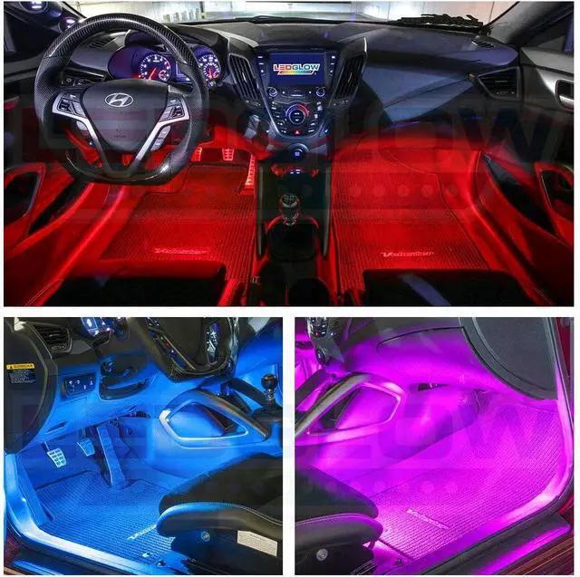 Alt view image 3 of 5 - LEDGlow 6pc Flexible Million Color Multi-Color LED Interior Footwell Underdash Neon Lighting Kit for Cars & Trucks - 15 Solid Colors - 10 Unique Patterns - Music Mode - Includes Control Box & Remote