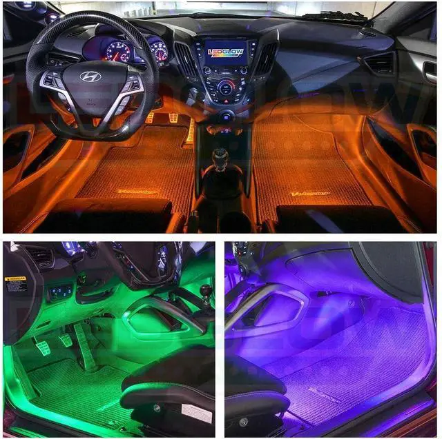 Alt view image 4 of 5 - LEDGlow 6pc Flexible Million Color Multi-Color LED Interior Footwell Underdash Neon Lighting Kit for Cars & Trucks - 15 Solid Colors - 10 Unique Patterns - Music Mode - Includes Control Box & Remote