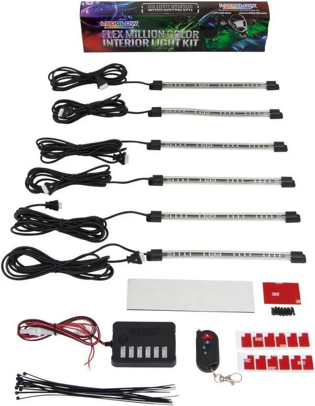 Alt view image 5 of 5 - LEDGlow 6pc Flexible Million Color Multi-Color LED Interior Footwell Underdash Neon Lighting Kit for Cars & Trucks - 15 Solid Colors - 10 Unique Patterns - Music Mode - Includes Control Box & Remote
