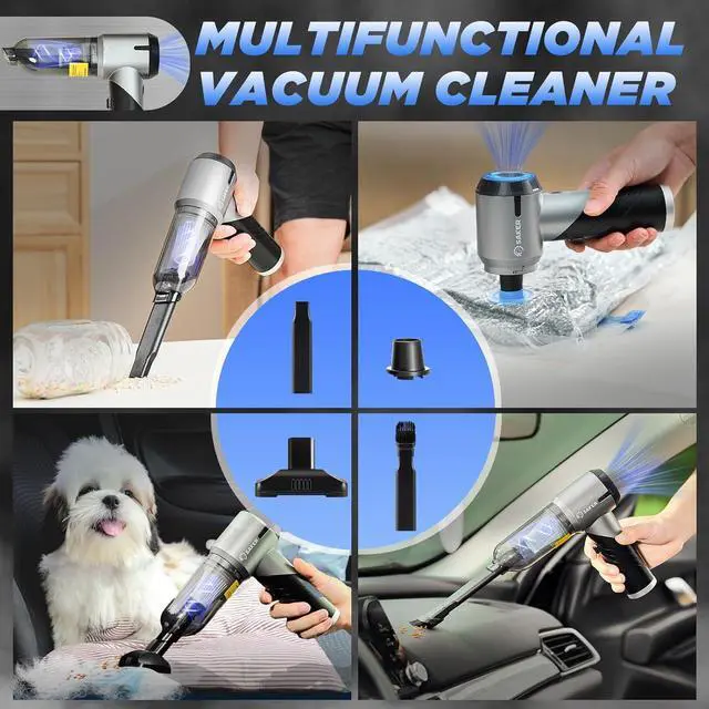 Alt view image 6 of 7 - Handheld Car Vacuum Portable Cordless17000PA Mini Vacuums Rechargeable Foldable Vacuum Cleaner with Brushless Motor for Gifts Home,Office Pet HL132 Black