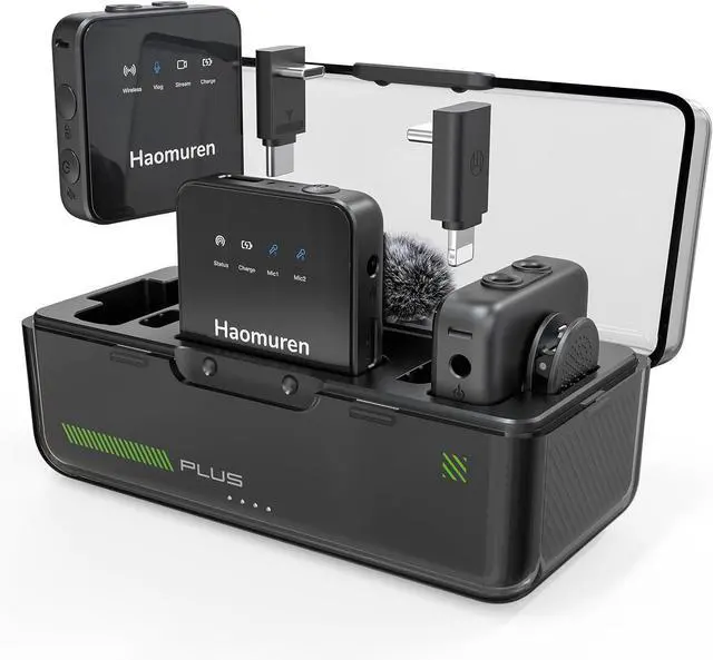 Main image of Wireless Lavalier Microphone for iPhone/Android, Mini Mic with Noise Reduction, Compatible with Camera, iPad, Tablet, PC, Plug & Play Lapel Microphone for Video Recording, Stream, Vlog (Black)