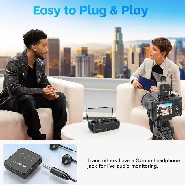 Alt view image 4 of 7 - Wireless Lavalier Microphone for iPhone/Android, Mini Mic with Noise Reduction, Compatible with Camera, iPad, Tablet, PC, Plug & Play Lapel Microphone for Video Recording, Stream, Vlog (Black)