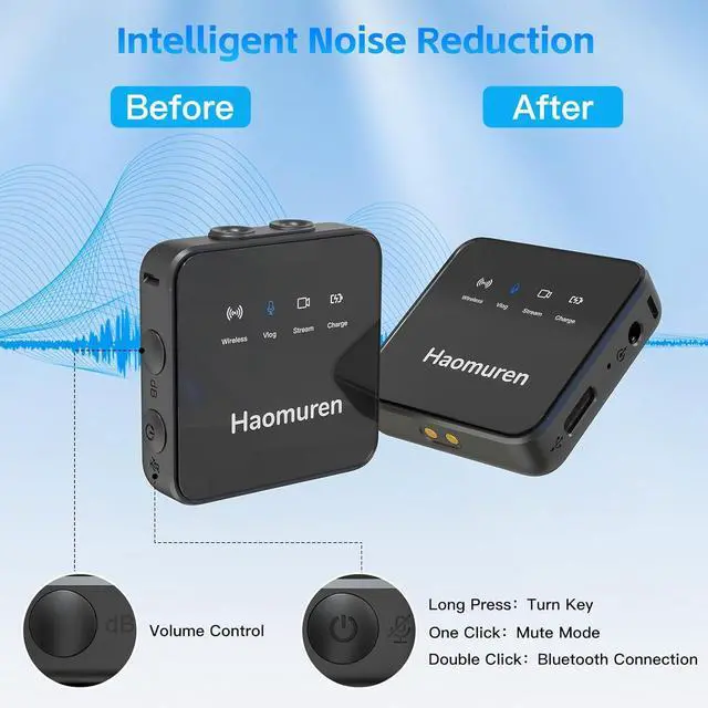 Alt view image 6 of 7 - Wireless Lavalier Microphone for iPhone/Android, Mini Mic with Noise Reduction, Compatible with Camera, iPad, Tablet, PC, Plug & Play Lapel Microphone for Video Recording, Stream, Vlog (Black)