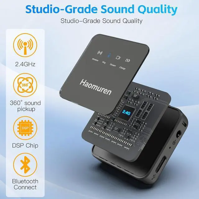 Alt view image 2 of 7 - Wireless Lavalier Microphone for iPhone/Android, Mini Mic with Noise Reduction, Compatible with Camera, iPad, Tablet, PC, Plug & Play Lapel Microphone for Video Recording, Stream, Vlog (Black)