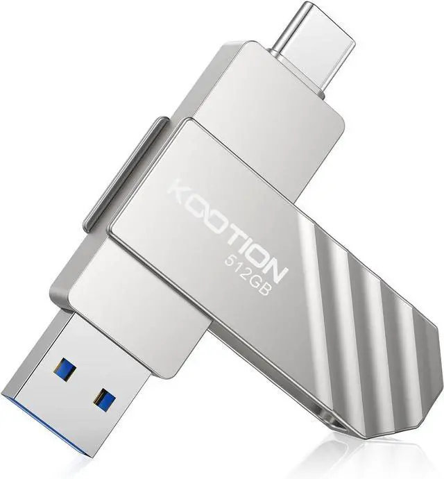 Main image of 512GB Type-C Thumb Drive Dual USB 3.2 Flash Drive Up to 450MB/s, KOOTION 2 in1 OTG USB C Solid State Flash Drive, Swivel USB Drive Memory Stick for iPhone 15/16