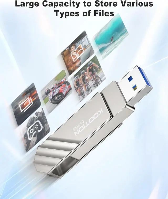 Alt view image 5 of 7 - 512GB Type-C Thumb Drive Dual USB 3.2 Flash Drive Up to 450MB/s, KOOTION 2 in1 OTG USB C Solid State Flash Drive, Swivel USB Drive Memory Stick for iPhone 15/16