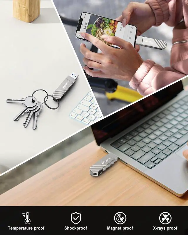 Alt view image 7 of 7 - 512GB Type-C Thumb Drive Dual USB 3.2 Flash Drive Up to 450MB/s, KOOTION 2 in1 OTG USB C Solid State Flash Drive, Swivel USB Drive Memory Stick for iPhone 15/16