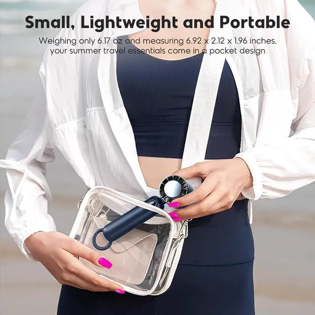 Alt view image 6 of 7 - Portable Handheld Fan, Powerful Hand Held Mini Fan, 3 Speed USB Rechargeable 5000mAh Battery Operated Fan, LED Display, Cooling Personal Fan Gifts for Women, Men, Travel, Camping, Outdoor