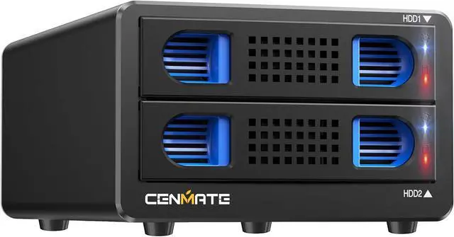 Main image of Aluminum Dual Bay Hard Drive RAID Enclosure with Cooling Fan for 2.5/3.5" SATA HDD/SSD with USB A/C 3.0, Tool-Free HDD Enclosure, 4 Modes(Support RAID 1/0/JBOD/NORMAL)