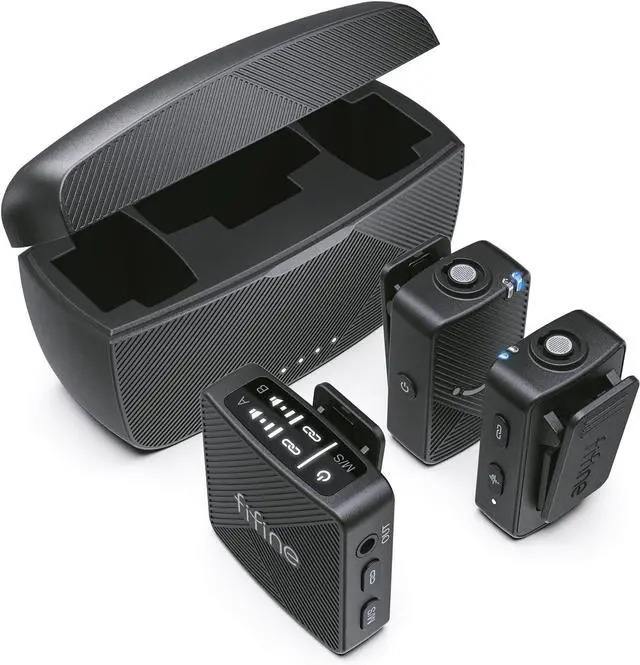 Main image of Wireless Lavalier Microphone for iPhone/Android/Camera, 2 Pack Cordless Lapel Mic System for Vlog Recording Video YouTube/TikTok Interview, Condenser Clip-On Microphone with Charging Case-M9