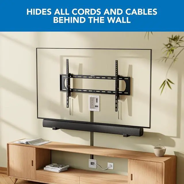 Alt view image 2 of 7 - in-Wall TV Cable Concealer Kit with Recessed Power  Triple Outlet, 9ft Cord, and Hand Saw  Easy, Safe Cable Management for Organized TV and Home Theater Setups